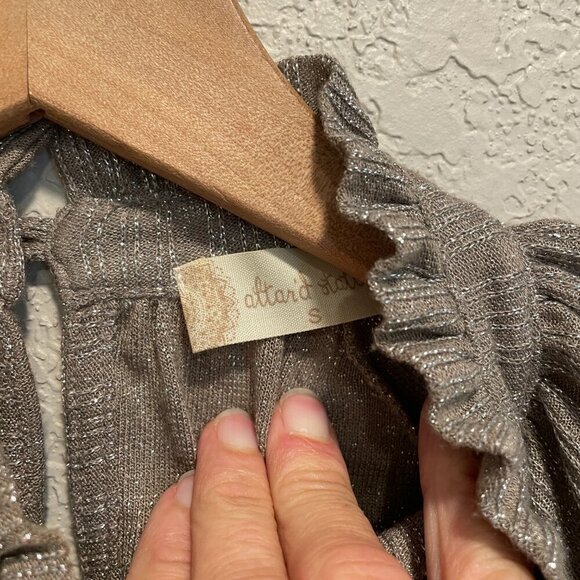 Altar'd State Gold Beige High Neck Blouse Small - Picture 4 of 8